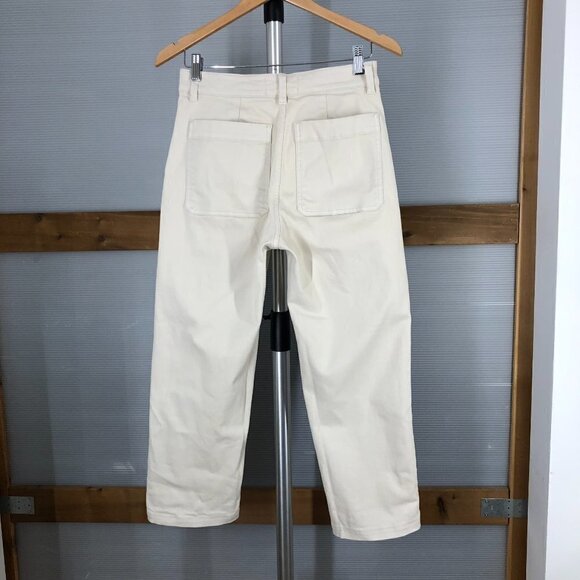 Everlane Cropped Straight Short Cuffed Hem Denim Jean in Bone‎ Sz 4 - Picture 8 of 16